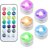 Raykce 5 Pack Mini Submersible LED Lights with Remote Colourful ABS Battery Tea view 7