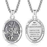 ADMETUS 925 Sterling Silver Patron Saint Medals | Amulet Necklace Protection Jewelry for Men with 2.5mm 22"+2" Rolo Chain