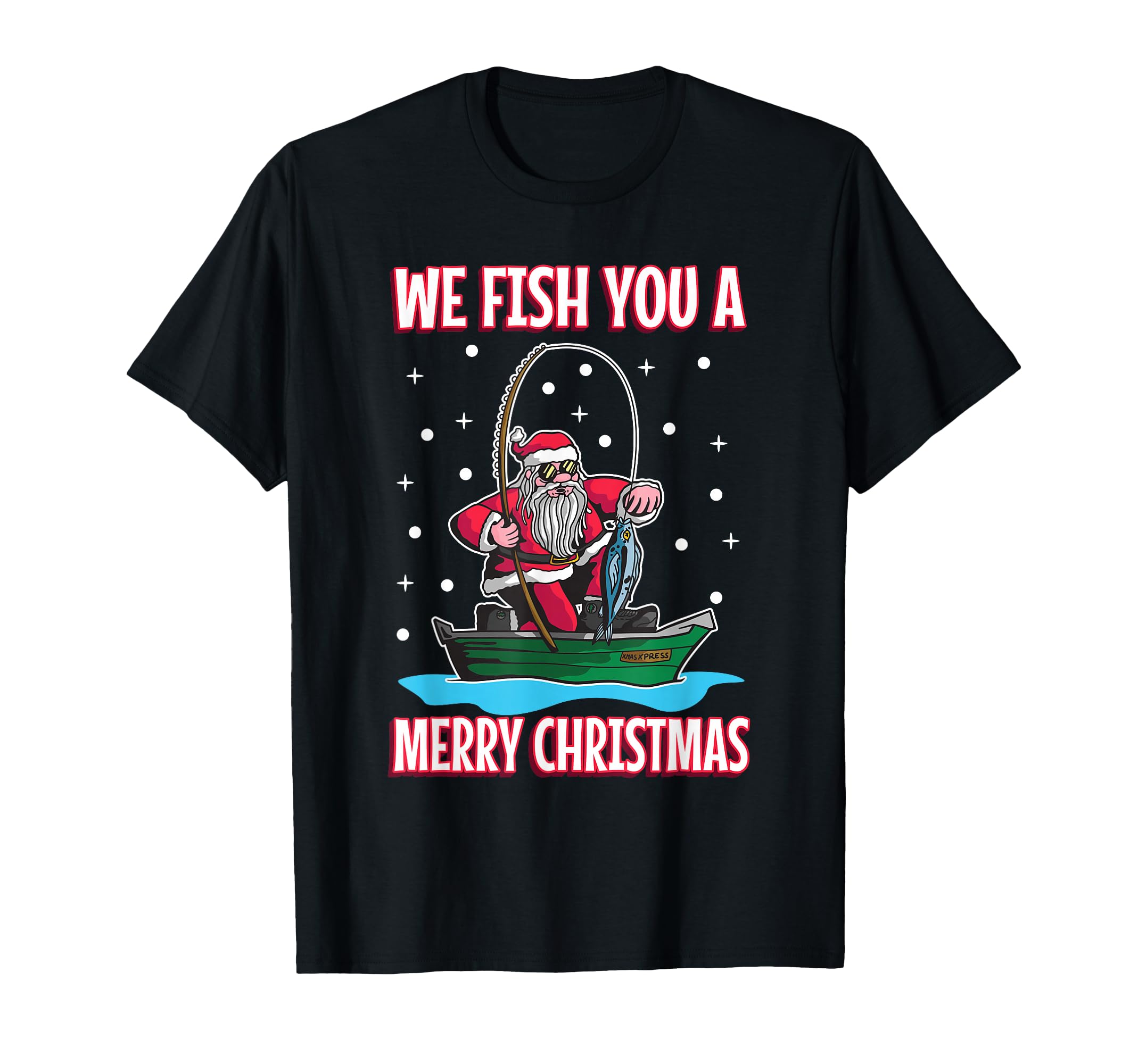 View 1 of ***RUNS SMALL LOOKS LIKE CHILDRENS SIZE XS *** Christmas Costume Fisherman Fishing Funny Cool Santa Claus T-Shirt