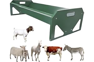 CYZARIZE 45 Inch Stainless Steel Feed Trough, Heavy Duty Goat Feeder, Livestock Feeder Large Capacity & Easy to Clean, for Calves, Goats, Sheep, Horses, Alpacas