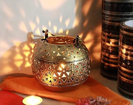 Anshika International Wrought Iron Handi Diya Lantern Candle Holder for Birthday,Diwali Decoration,TeaLight Candle Stand kit for Home,Room,Bedroom,Bathroom and mandir Décor