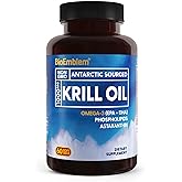 BioEmblem Antarctic Krill Oil Supplement | 1000mg | Omega-3 Oil with High Levels of EPA + DHA, Astaxanthin, and Phospholipids | No Fishy Aftertaste | 60-Count Non-GMO Softgels