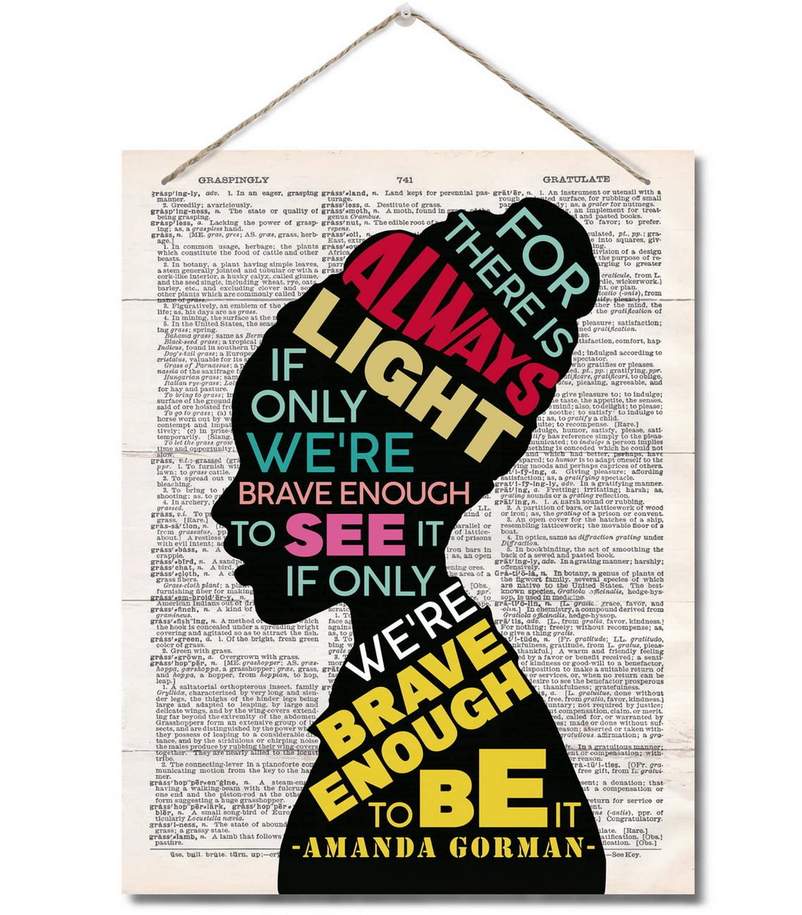 Photo 1 of Amanda Gorman Motivational Quote Decor Sign, There Is Always Light, Hanging Printed Wall Plaque Wood Signs, Home Décor Gift, Home Office Decor, Motivational Women Office Wooden Wall Art 10X7.8inch