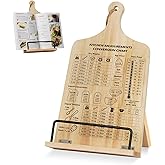 Kitchen Conversion Chart Cookbook Stand, Wood Cook Book Holder, Recipe Cookbook Holder Stand with Kitchen Counters, Baking Valentines Day Birthday Gifts for Women, Accessiores for Holding Cookbooks