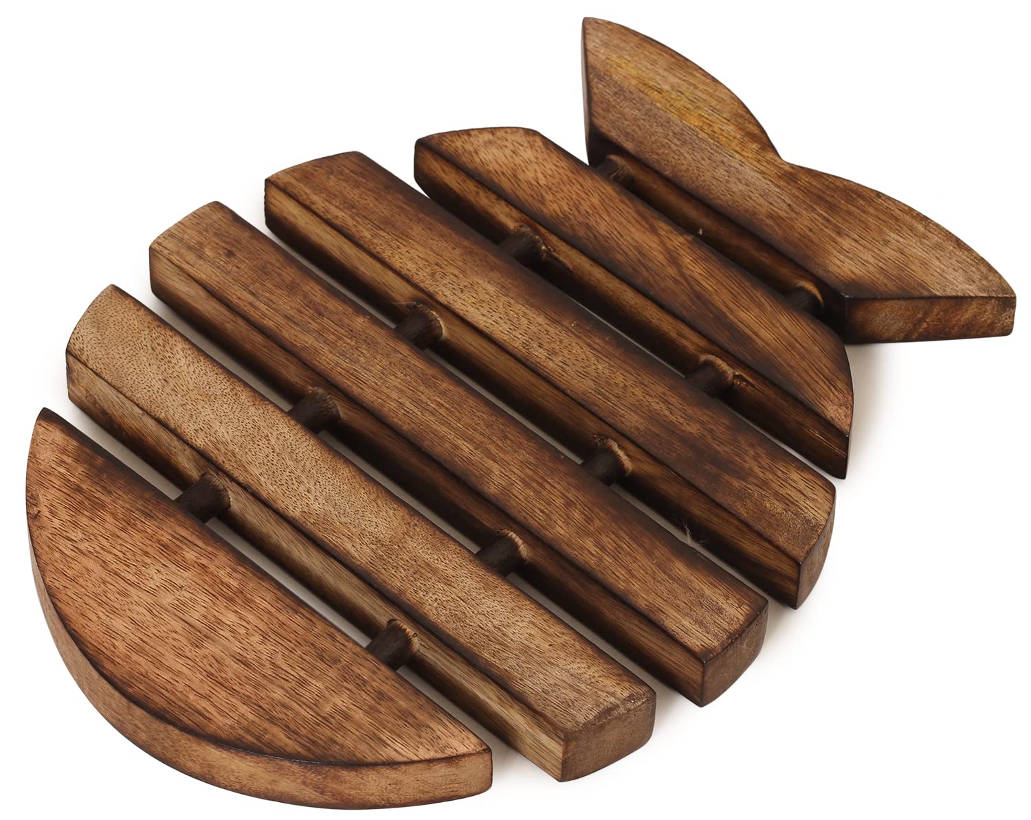 Photo 1 of eTroves Wooden Trivet for Hot Dishes Pots and Pans Nonslip Wood Fish Shape Heat Resistant Tea Pot Holder | Farmhouse Kitchen Counter Top Decor, 10 Inch, Brown