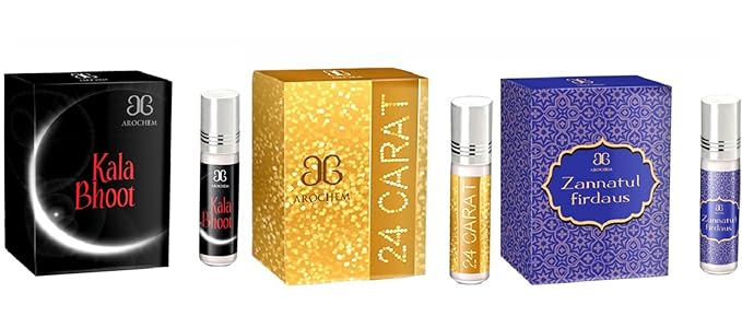 Arochem Kala Bhoot,Zannatul Firdaus & 24 Carat Concentrated Attar-Free From Alcohol