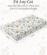Yoofoss Travel Cot Sheets 60 x 120 cm Two Pack Green Giraffes view 3