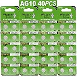 40 Pack Watch Alkaline Battery Button Cell LR1130 AG10 Pack of 40 Batteries