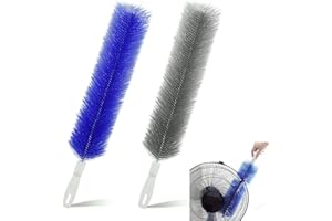 DXMWWTP 2 Pcs Cobweb Duster, Bendable Fan Duster, Plastic Fan Cleaner Brush,Microfiber Head Dusting Brush, Reusable Dust Remover for Air Conditioning Shutters,Ceiling Fan Blades,Air Vents, Curtains, Cars