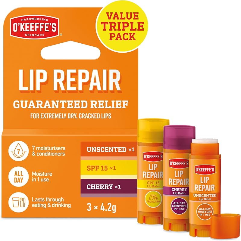 O'Keeffe's Lip Repair Multipack 3 x 4.2g Unscented SPF Cherry