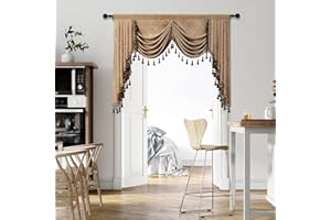 ELKCA Thick Chenille Curtains Valance for Living Room Coffee Waterfall Valance for Bedroom, Rod Pocket (Coffee, W59 Inch, 1 Panel)