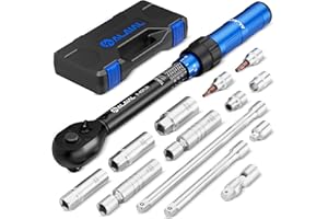 ALAIAL 3/8 Inch Drive Magnetic Spark Plug Socket Set with Click Torque Wrench 5-45FT.LB/6.8-61Nm, 14PCS Swivel Spark Plug Socket, Universal Joint, Extension Bar, CR-V Steel for Easy Spark Plug Removal