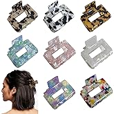 BetterJonny 8Pcs Hair Claw Clips, Square Hair Jaw Clips, Medium Hair Clips, Tortoise Barrettes, Hair Accessories for Women