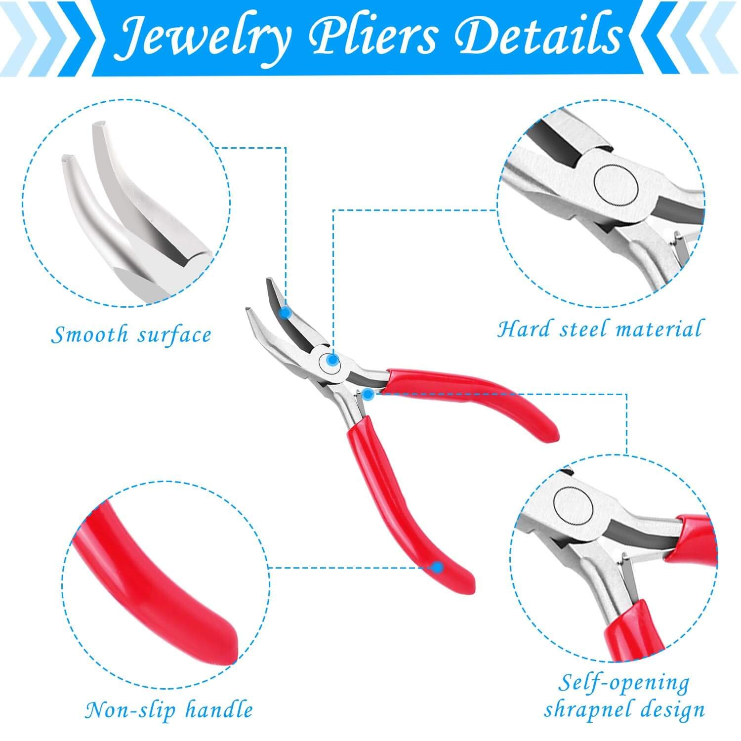 Acejoz Jewelry Making Tools Kit: 6pc Set, Including Needle Round Nose, Wire Cutters, Crimper & End Nippers for Beading & Craft