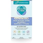Health & Her Multivitamin for Women with Monthly Natural Cycles - Supplements for Women - Nutrition and Wellbeing Support for Menstrual Cycle - 1 Month Supply, 60 Tablets - Vegan & Gluten Free