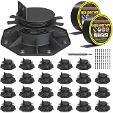Deckit 24-Pack Adjustable Deck Support Pedestals, 1.18"&ndash;2.36" (30&ndash;60 mm), for 2&times;4 &amp; 2&times;6 Joist Framing, Ground Support &amp; Leveling for Patio, Shed Base &amp; Floating Deck, Includes Joist Tape