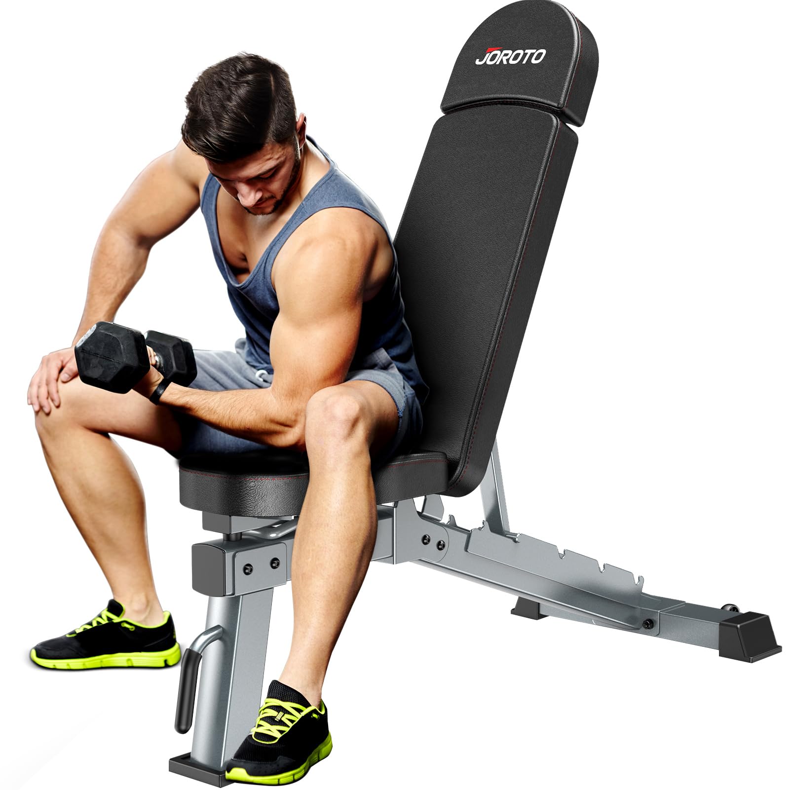 Photo 1 of JOROTO Weight Bench, Adjustable Workout Bench Press, Foldable Strength Training Benches for Home Gym Full Body Workout, Incline Decline Flat Utility Workout Bench