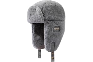 Gvatasz Fluffy Trapper Hats Winter Cozy Plush Ushanka Russian Hat Windproof Ski Hat Pilot Aviator Cap Cold Weather Hat
