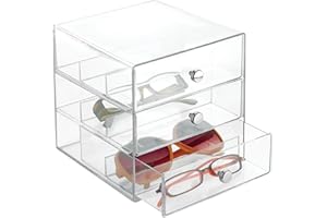 INTERDESIGN iDesign Plastic Divided 3-Drawer Vanity & Countertop Organizer – 7" x 6.5" x 6.5”, Clear