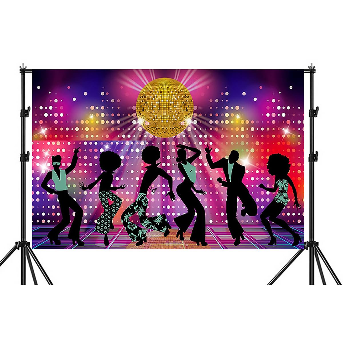 Tiardey Disco Background Banner Disco Party Decorations 70s 80s 90s Dancer Background for Disco Theme Party Night (180 x 110 cm)