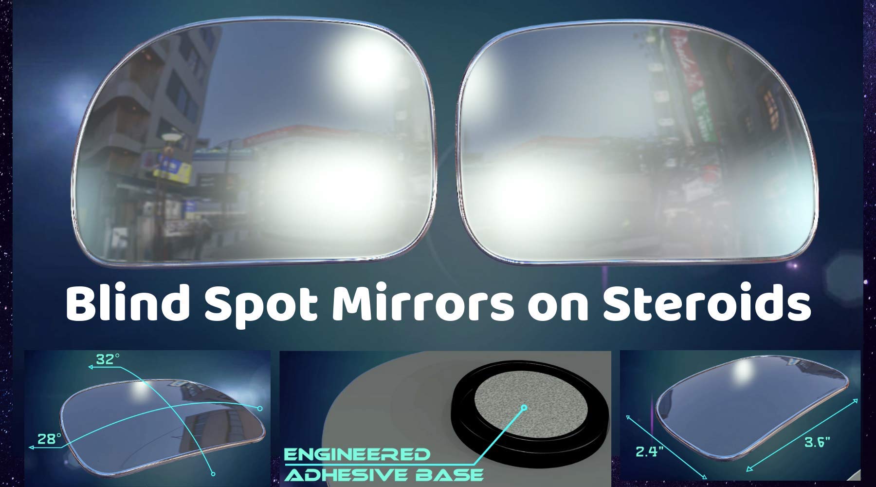 Utopicar Blind Spot Mirrors, Blind Side Car Mirror/Door Mirrors for Traffic Safety with Lip Awning to Keep It From Rain, Pack of 2 (Stick)