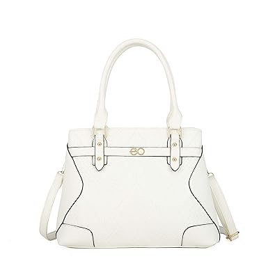 E2O Solid White Satchel With Long Belt