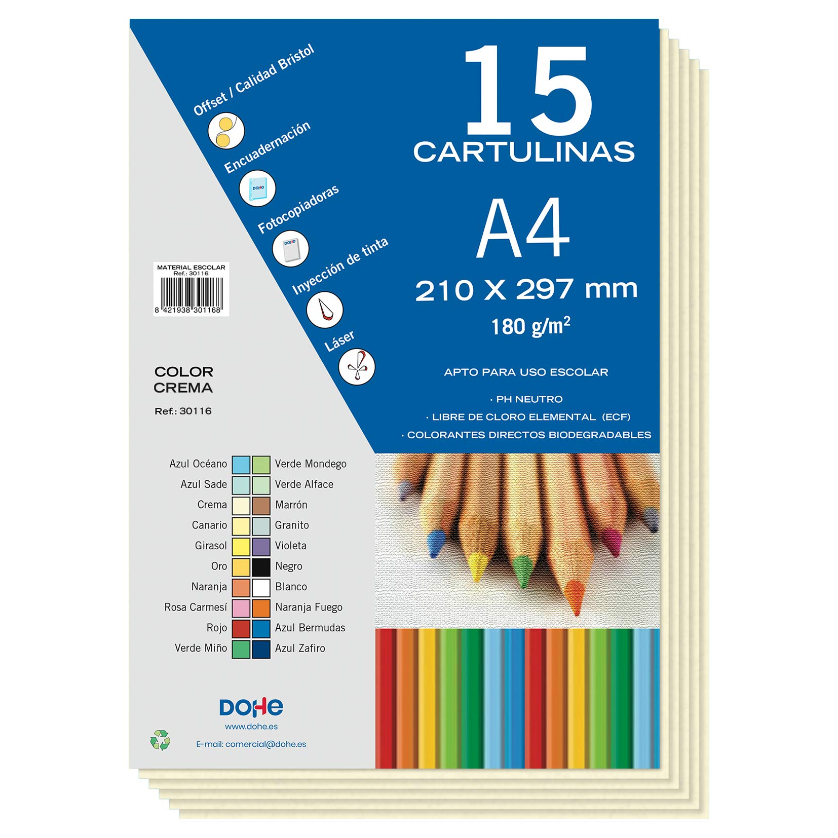 Dohe - Cardboard 15 Sheets in A4 - Cream