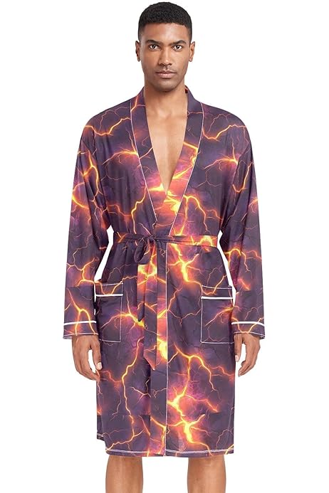 JOE BOXER Men Tartan Plaid Plush Robe - Bathrobes for Men (Deep 