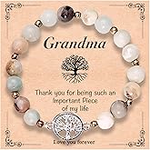 Homeair Gifts for Women Birthday Unique,Life-Tree Natural Amazon Stone Bracelet,Gifts for Grandma,Christmas Mothers Day Gift for Grandma Grandmother Nana Mimi Yaya Memaw