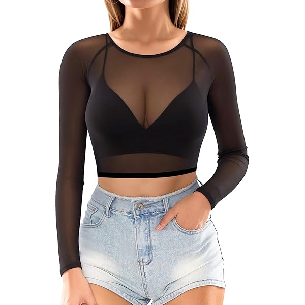 トップス object byDISCO crew neck see through top Amazon.com: Allchic Womens Short Sleeve Sheer Mesh Tops Sexy