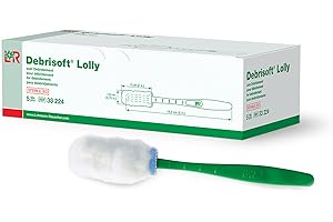 Lohmann & Rauscher Debrisoft Debridement Lolly, Wound Bed Preparation Tool with Handle for Hard to Reach Wounds, 100% Unbleached Monofilament Polyester, Box of 5