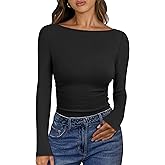 ANRABESS Women's Boat Neck Long Sleeve Shirts Rib Knit Slim Fitting Tops Basic Tees 2026 Casual Comfy Fall Outfits Clothes