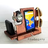 Idee Regalo Uomo Docking Station in legno per smartphone Supporto portafoglio Supporto orologio Regalo Natale Uomo,Regalo Uomo Compleanno, Regalo Anniversario per Lui/Lei Marito Natale Regalo per papà