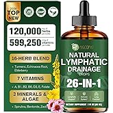 Migcopat 26-in-1 Liposomal Lymphatic Drainage Drops, Echinacea, Turmeric, Elderberry, Dandelion, Vitamins and Mullein Drops for Lungs, Lymphatic, Immune Support, Liver Cleanse Detox & Repair, 2 fl oz