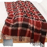WAMSOFT Wool Throw Blanket 55x83 Inch Plaid Tartan Blankets Camping Throws Couch Throws Blankets for Travel 1.5lb