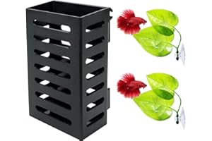 Vtapliea Aquarium Aquatic Plant Holder Hanging Upgraded Aquatic Plant Cup with 2 Pack Betta Fish Leaf Pad for Fish Tank Aquascape Decorations