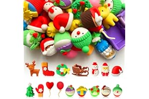 Kaemi 32 Pcs Christmas Desk Pets for Kids Classroom Prizes Fun 3D Puzzle Animal Food Snowman Holiday Erasers for Party Favors Treasure Box Goodie Bag Stuffers