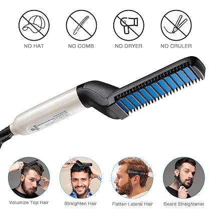 Fast Heatup Hair Styler For Men Beard Straightner Massage Hair Comb Beard Comb Multifunctional Curly Hair Straightening Comb