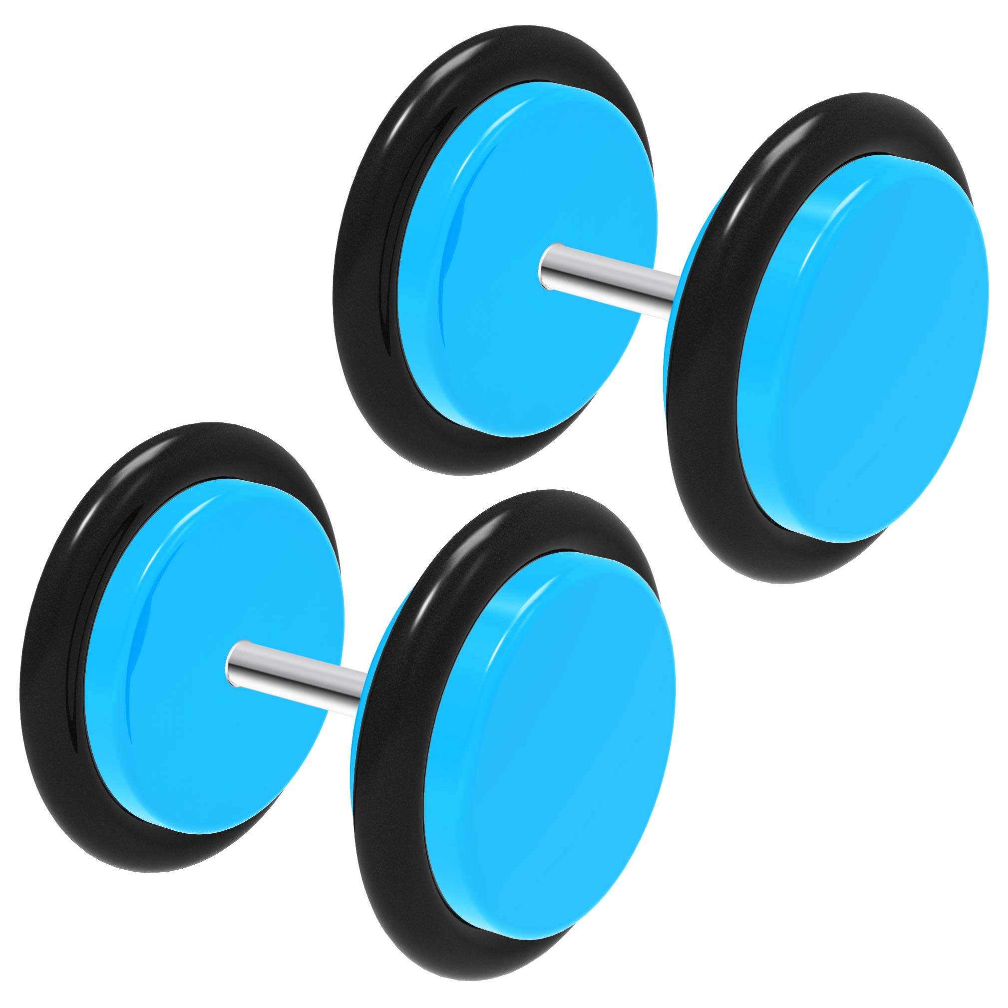 Evonix 4pc Acrylic 0g 8mm Fake Ear Plug Cheater Lobe Earring 0 Gauge O-Rings Piercing Jewellery - Light Blue