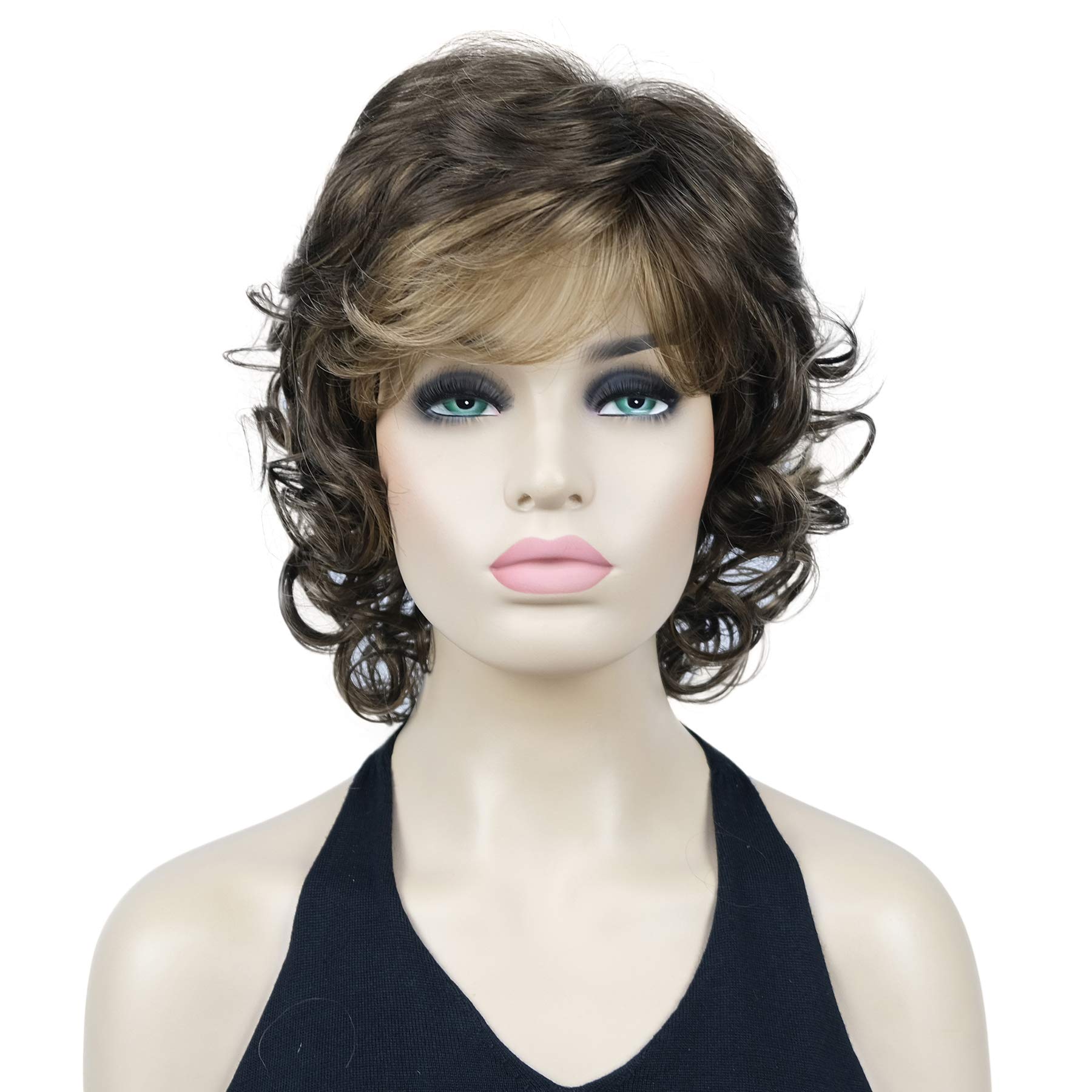 Lydell 12" Short Curly Wigs Soft Shaggy Layered Classic Cap Full Synthetic Wigs (RM73)