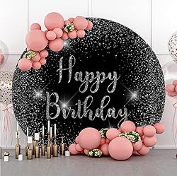 Leowefowa Luxurious Black Silver Birthday Round