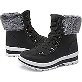 hash bubbie Women's Fuzzy Mid-Calf Boots Lace up Snow Boots for women Non Slip Combat Boots Black Winter Boots White Combat Boots(Waterproof,Zipper)