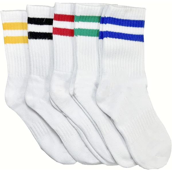 Lot De 4 Chaussettes Sport QOCUILC - Rayées Unisexe, Soutien Voute Plantaire - Taille 36-43