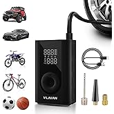 VLAIAN Tire Inflator Portable Air Compressor,150PSI Air Compressor with Digital LCD Display,Air Pump for Car Tires Bikes Motorcycles Sports Balls,Black