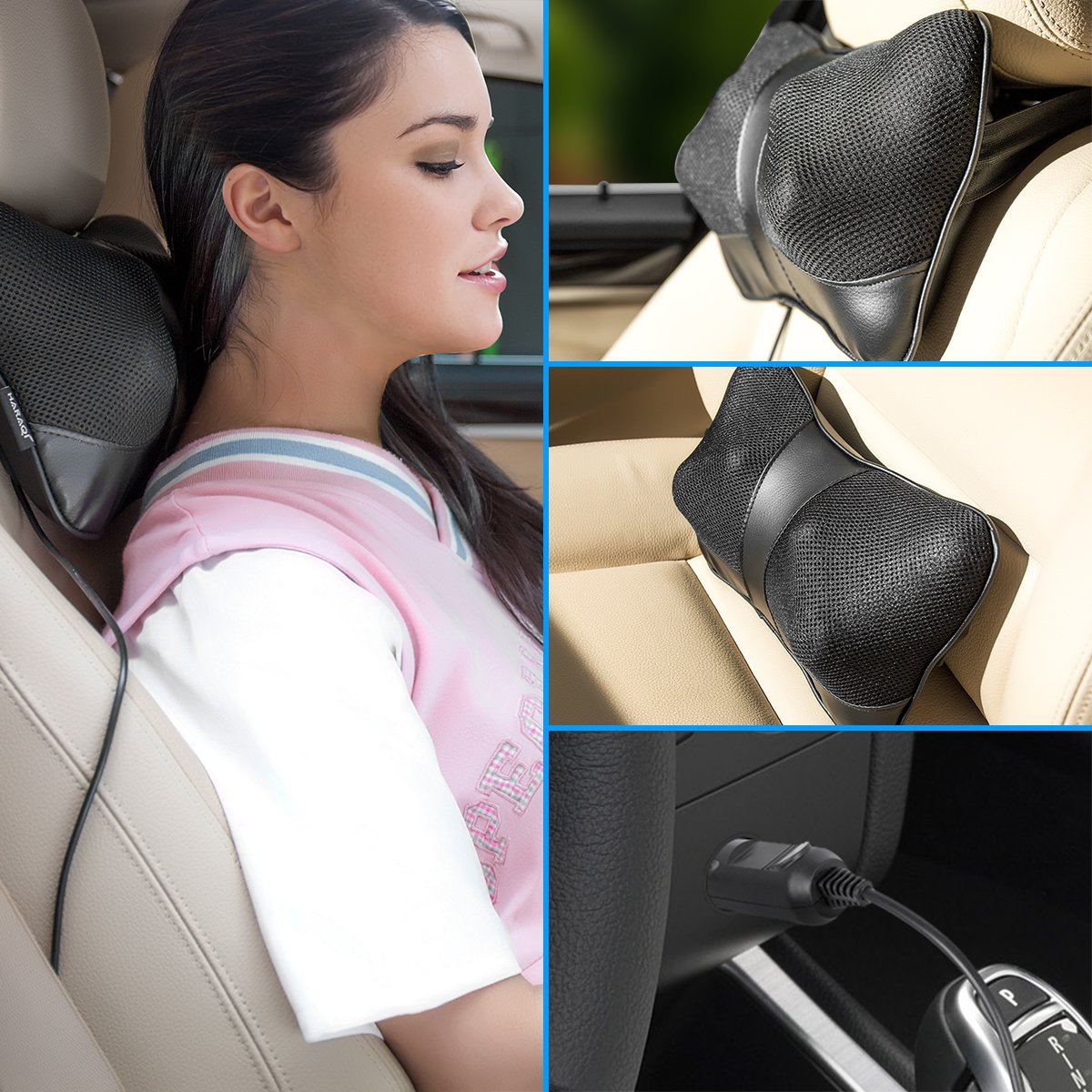 Shiatsu Pillow Massage,Neck Pillow Massager,Deep Kneading Massage with Heat,Neck,Shoulder & Back Massager for Home/Car/Office/Travel