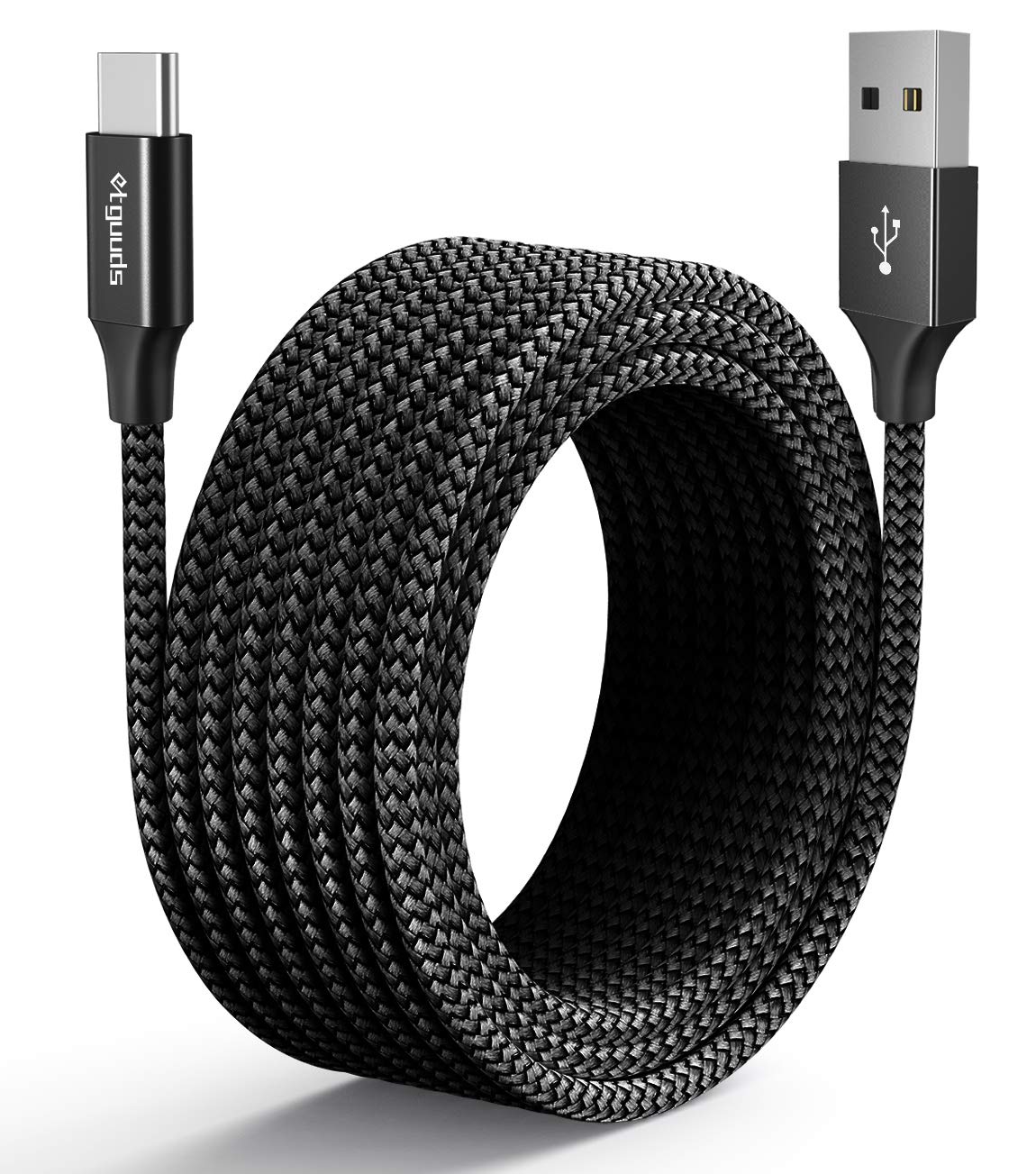 etguuds Extra-Long USB C Cable 5M, USB A to USB C Charger Cable Fast Charging Type C Lead for Braided Samsung Galaxy S26 S25 S24 S23 S22 S21 S20 S10 S9 S8 A55, PS5, Swith -Black
