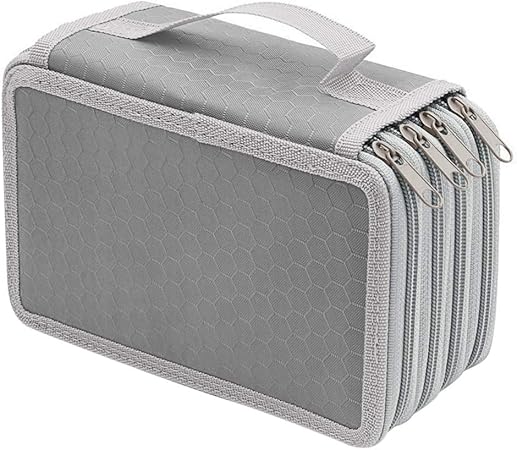 Amazon 色鉛筆ケース 72本 収納 ペンケース 大容量 シンプル 鉛筆ホルダー ペンポーチ 学生 かわいい 絵文字 ペンホルダー バンド 4層 筆箱 ナイロン製 色鉛筆ホルダー 収納ケース クッション性ある 持ち運び便利 グレー ペンケース 文房具 オフィス用品