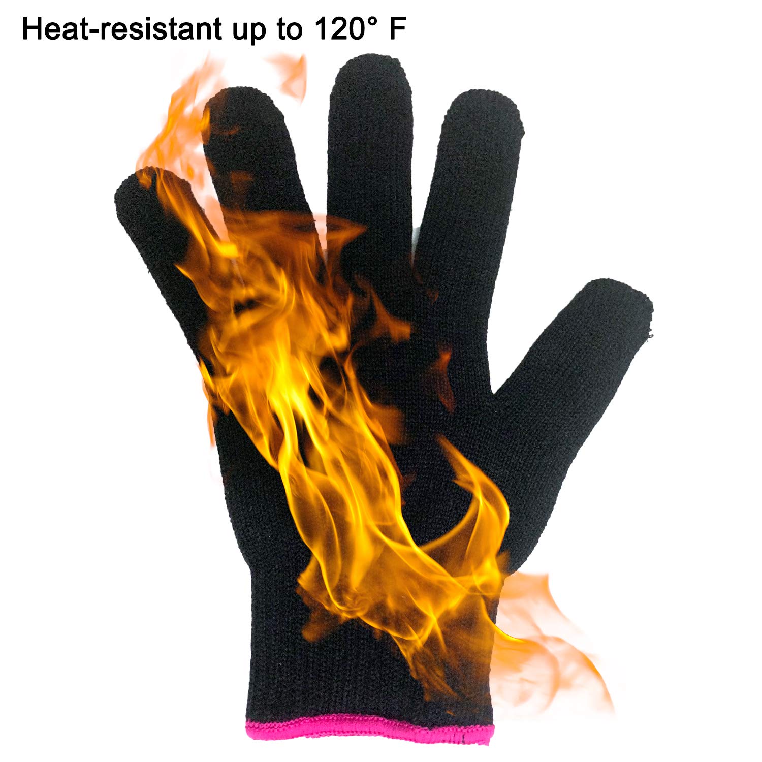 Lessmon Professional Heat Resistant Glove for Hair Styling Heat Blocking for Curling, Flat Iron and Curling Wand Suitable for Left and Right Hands, 1 Piece, Pink Edge: Health & Personal Care