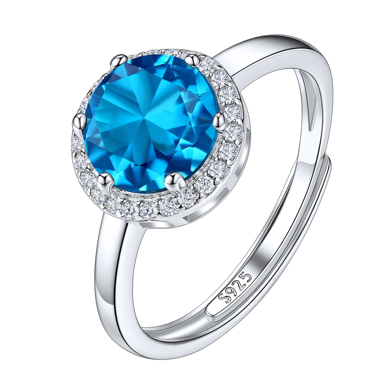 Suplight December Birthstone Ring Sterling Silver Crystal Rings for Women Girls Wedding Jewelry