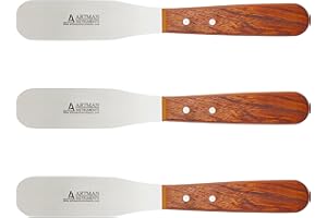 ARTMAN INSTRUMENTS Dental Lab Spatula - 8" 11R Straight Set of 3 - Stainless Steel Plaster & Alginate Mixing Tools with Wooden Handle for Dental Labs